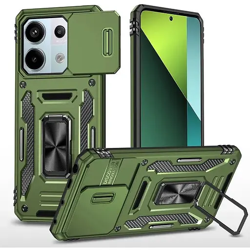 Ударостійкий чохол Epik Camshield Army Ring для Xiaomi Poco X6 / Note 13 Pro 5G Оливковий / Army Green