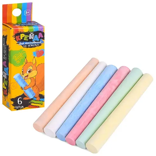 Крейда для малювання на асфальті Bambi MK 4708 різнокольорова 6 шт - фото 1