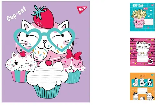 Зошити учнівські 12 аркушів лінія. 1В Funny animals, 25 шт. в упаковці