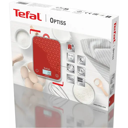 Весы кухонные Tefal Optiss красный 5 кг (BC50D7V0) - фото 13