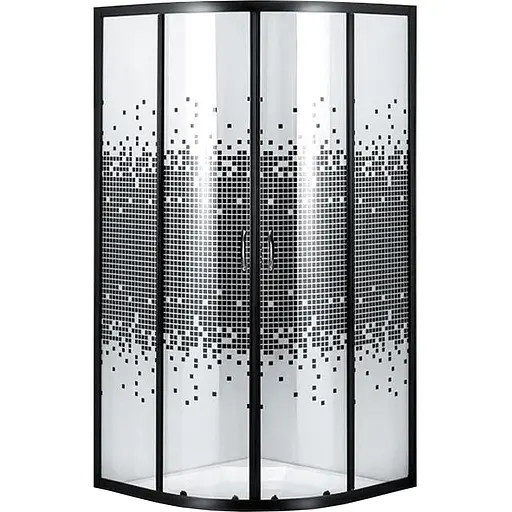 Душова кабіна Bravo півкругла без піддона Wisla N90TB.Mosaic 1 уп., Чорний матовий, інтимато - фото 1