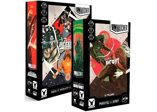 Настольная игра Geekach Games Unmatched: Битва легенд. Часть первая + Робин Гуд против Бигфута (укр.) (GKCH020UM+1)