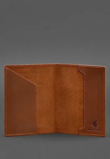 Кожаная обложка для паспорта с гербом Германии светло-коричневая Crazy Horse - фото 4