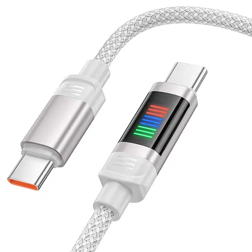 Кабель с индикатором заряда Hoco U126 Type-C to Type-C 100 W 1.2 метра серый - фото 1