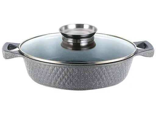 Сотейник Zauberg алюмінієвий мармурове покриття індукційний 28 см 3.5 л сірий (YLS8028 G) - фото 1