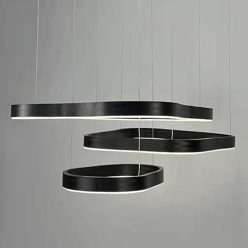 Необычная и эффектная люстра на 3 яруса 60+49+40 см в черном корпусе Ст. PCL004-800*600*400 BK | Line F - фото 2