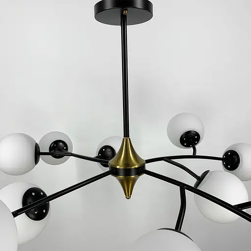 Чорна люстра із поворотними гілочками на 12 плафонів Line.F K 21/12 BK+WT new - фото 2