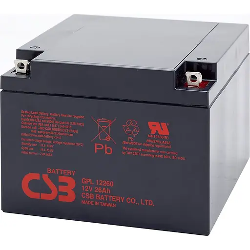Аккумулятор CSB AGM 12V (12V/26Ah/312Wh) (GPL12260) [154014] - фото 1