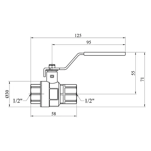 Кран кульовий Kroner 1/2" ВВ PN40 ручка, нікельований (CV033213) - фото 3