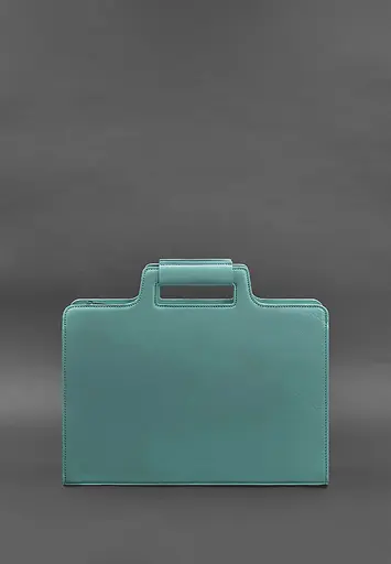 Жіноча шкіряна сумка для ноутбука та документів бірюзова - фото 3