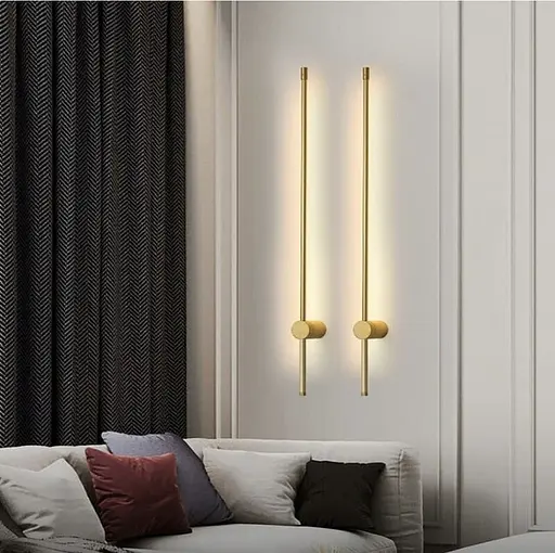 Сучасне лінійне бра в латунному каркасі довжиною 60 см Line F Арт. WJ014/600 AB - фото 8