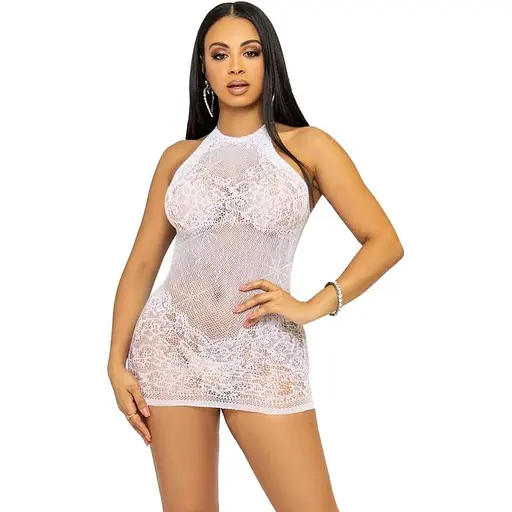 Міні-сукня Leg Avenue Rhinestone halter mini dress White One size
