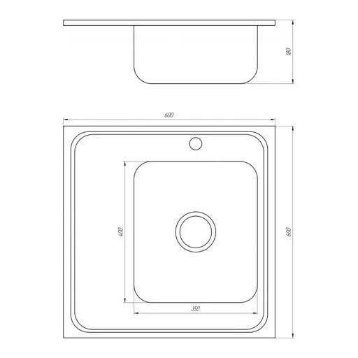 Мойка кухонная Mira New MR 6060 RE Right прямоугольная 600х600х180 мм Satin 30412 - фото 3