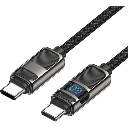 Кабель Hoco U137 Line 60W charging data cable with display Type-C to Type-C Чорний - фото 1