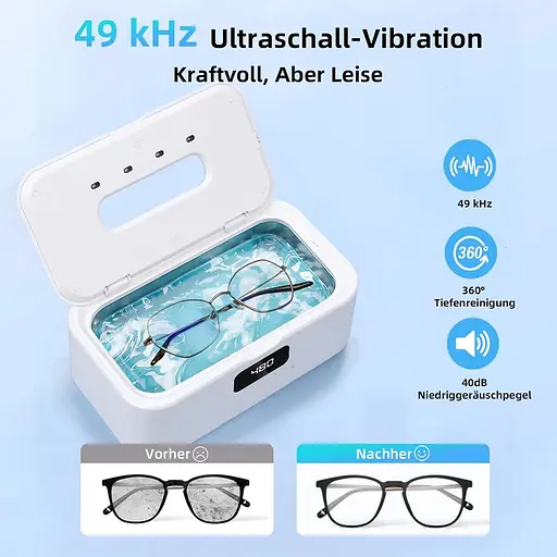 Ультразвуковой очиститель, 49000 Гц U-V Ультразвуковой очиститель с 5 режимами таймера — 800 мл Устройство для очистки очков - фото 3