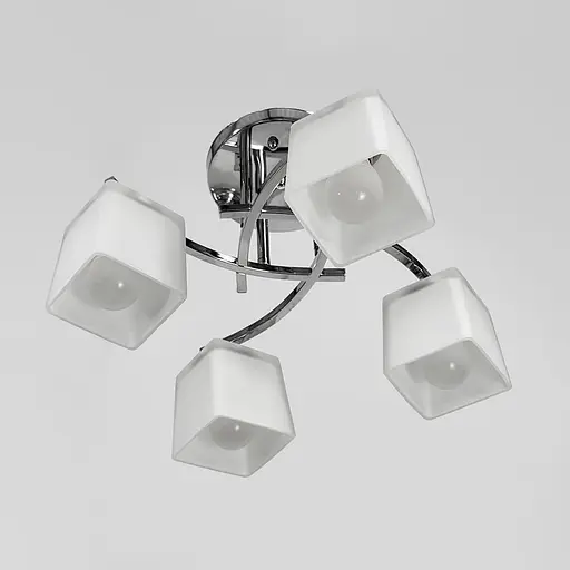 Стельовий хромований світильник на 4 білих плафони Ø 45 см | Арт. 91173/4B CH | Line F - фото 5