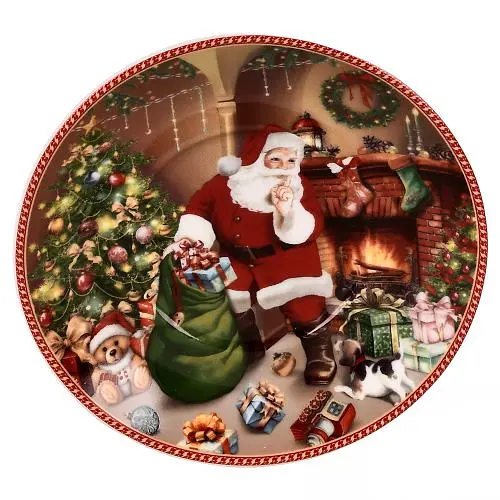 Чайний набір із блюдцями Новорічні подарунки кераміка в подарунковій коробці 120 мл Червоний 2 чашки - фото 2