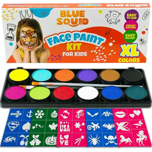 Набор для рисования лица Blue Squid для детей, 12 цветов