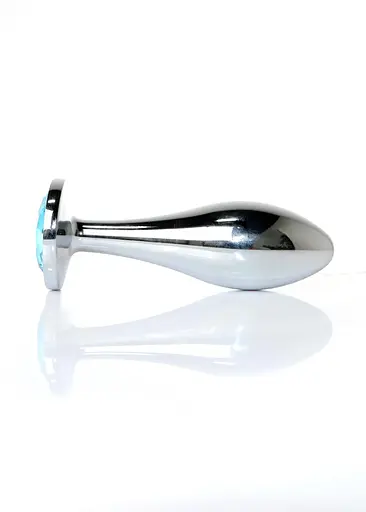 Анальная пробка Jewellery Silver Plug Clear L 10.5 см (голубой) - фото 4