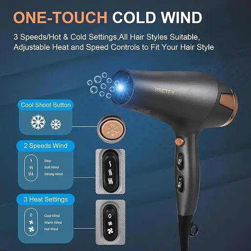 Фен Pretfy з дифузором 2500 Вт - фото 3