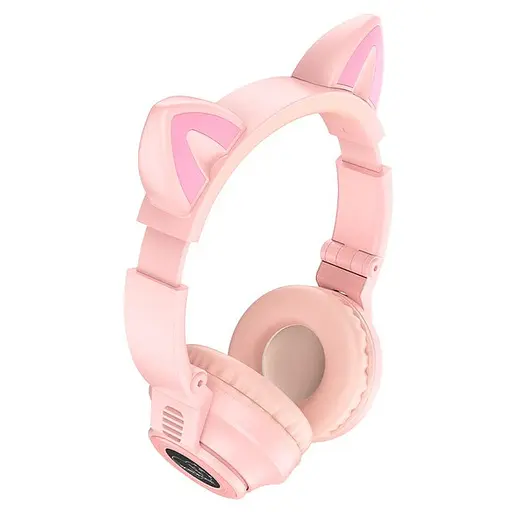 Беспроводные Bluetooth наушники Borofone BO18 Cat Ear розовый - фото 2