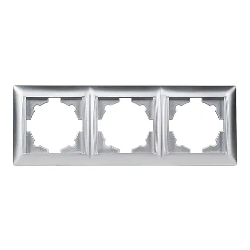 Рамка 3-я горизонтальная Primera 3523 серебро (LUXEL)  - фото 1