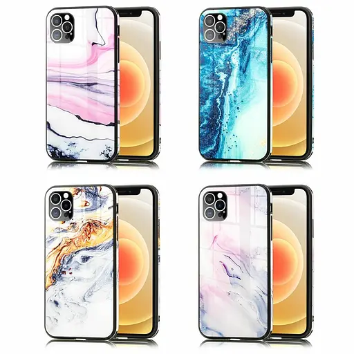 Чохол NALIA из закаленного стекла для iPhone 12 Pro Max, жесткий чехол-бампер с мраморным дизайном