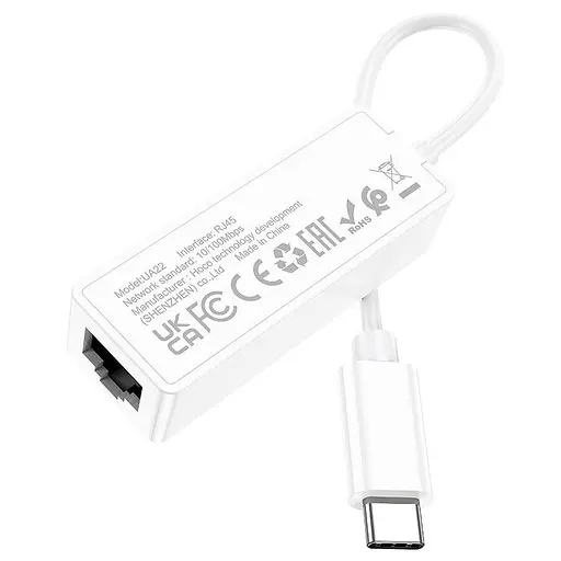 Переходник Hoco UA22 Acquire Type-C ethernet adapter (100 Mbps) - фото 8
