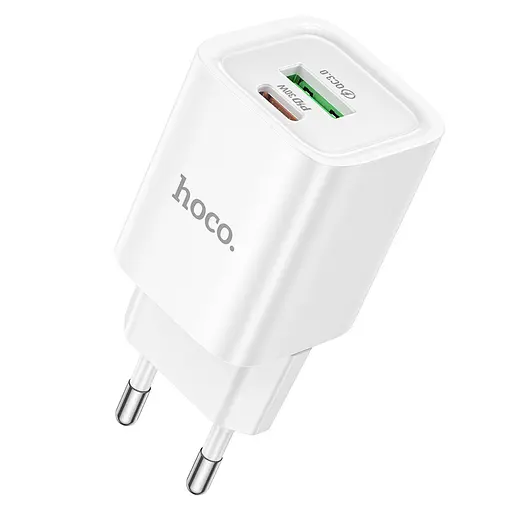 Мережевий зарядний пристрій Hoco C149A Charm PD30W+QC3.0 charger(EU) Білий - фото 1