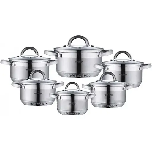 Набор кастрюль с крышками Bohmann BH-0717, 12 предметов - фото 1