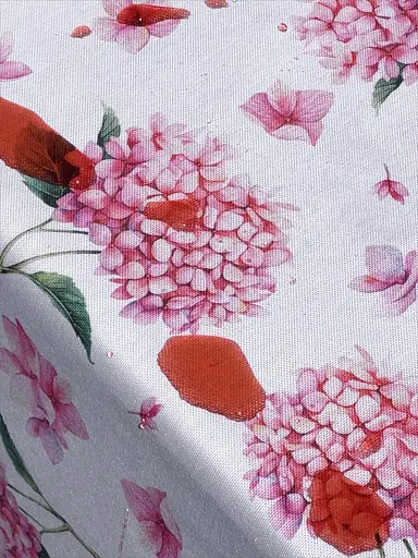 Водовідштовхувальна Скатертина з 3D принтом Гортензія 400х180 см Рожева - фото 7