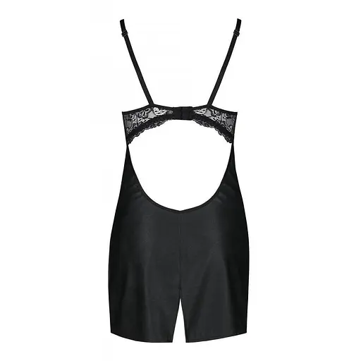 Бэби-долл из эко-кожи и кружева Loona Chemise black - Passion L/XL - фото 6