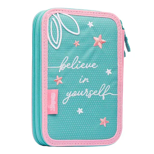 Школьный пенал твердый 1Вересня двойной HP-01 Bunny, бирюзовый - фото 3