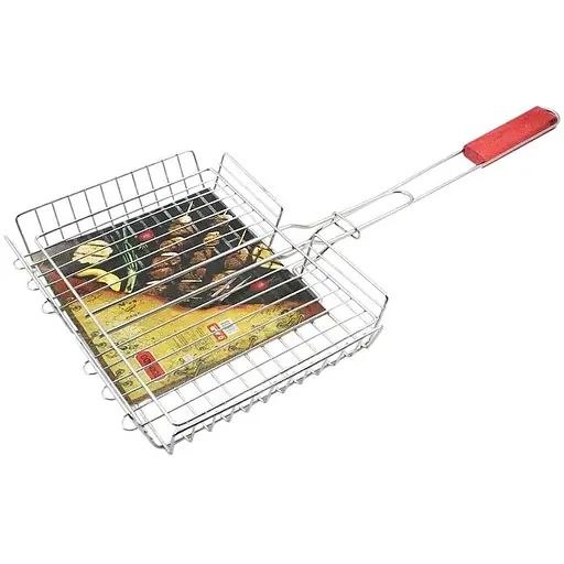 Решетка для барбекю Zauberg металлическая с деревянной ручкой 30x27x22x5.5 см (5843)