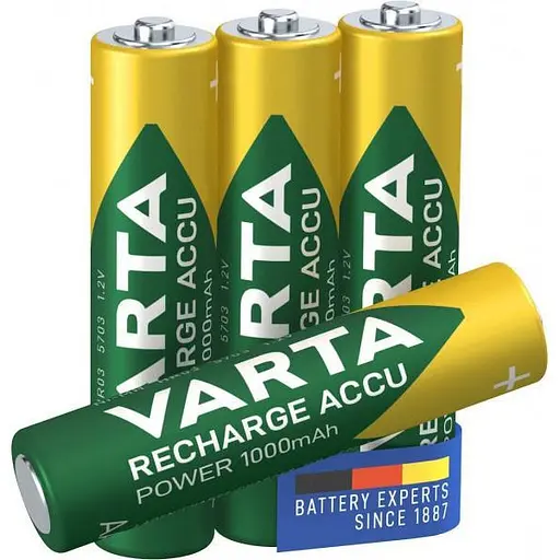 Акумулятори Varta Rechargeable Accu AAA 1000 mAh BLI 4 NI-MH R3 набір 4 штуки - фото 3