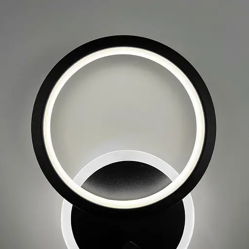 Бра у чорному корпусі із світлодіодним кільцем та спотом 30х19 см Line F Арт. WJ036/2 BK - фото 4