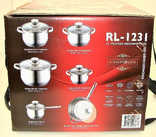 Набір каструль з кришками та сковородою Royalty Line RL-1231, 12 предметів - фото 7
