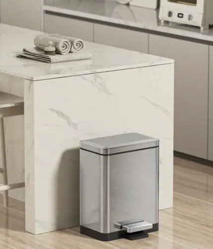 Відро для сміття Koer TC-010306-02 з плавним закриттям прямокутне 6 л нержавійка (KR5600)  - фото 3