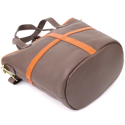 Женская кожаная сумка Vintage с коричневой вставкой на лицевой стороне 17х21х13 см sum0027617 - фото 5