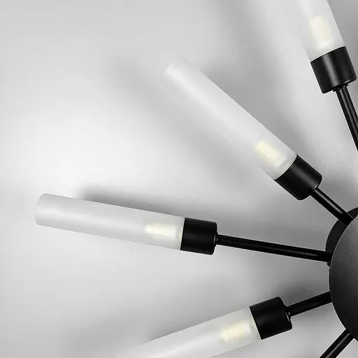 Потолочная черная люстра в форме солнечных лучей на 12 плафонов G9 Ø 69х8 см Line F | Ст. 1276/12 BK - фото 3