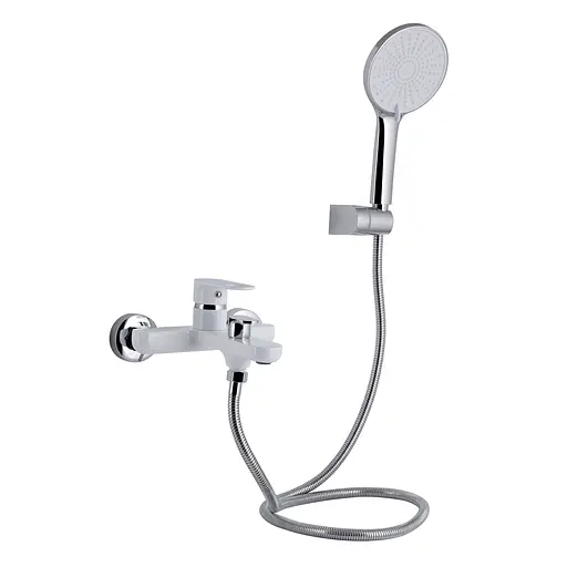 Смеситель для ванны Qtap Jay (c душевым гарнитуром) QTJAY259CRW45553 Chrome/White Белый - фото 1