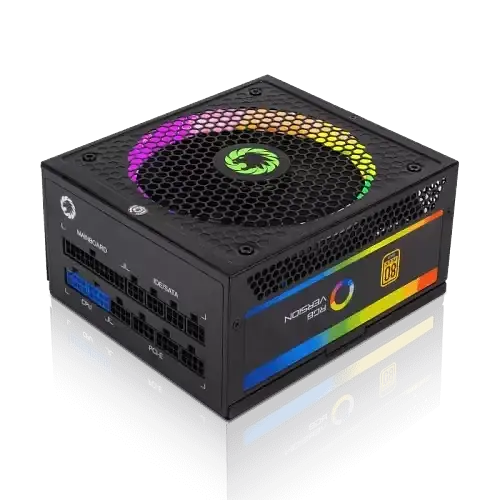 Блок питания 1050 Вт, GameMax RGB1050 PRO, черный, модульный, 80+ золотистый, Active PFC, 14 см с RGB подсветкой, 3xMolex - фото 1