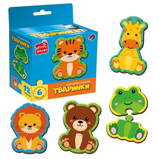 Детские магнитные пазлы Животные VT1733-04, 6 картинок - фото 2