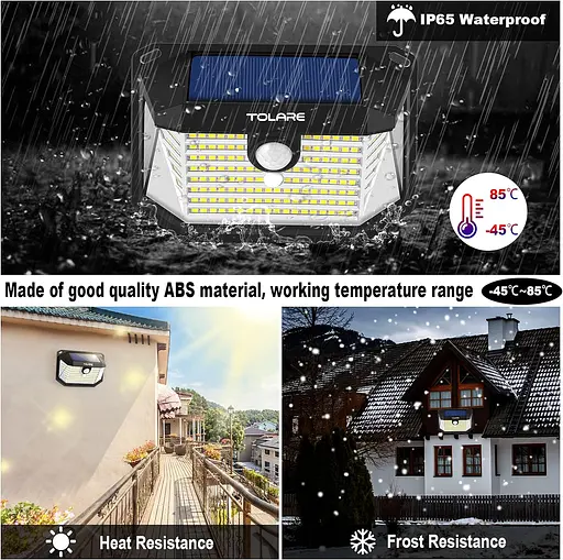 Сонячні ліхтарі Tolare для зовнішнього використання з датчиком руху, 178 світлодіодних сонячних ліхтарів. - фото 2