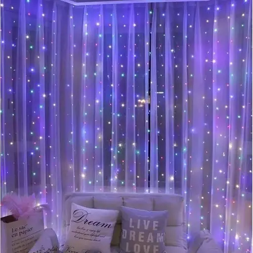 Новогодняя светодиодная гирлянда-штора Роса 3x2 м с 200 лампочками яркое Цветное сияние - фото 1