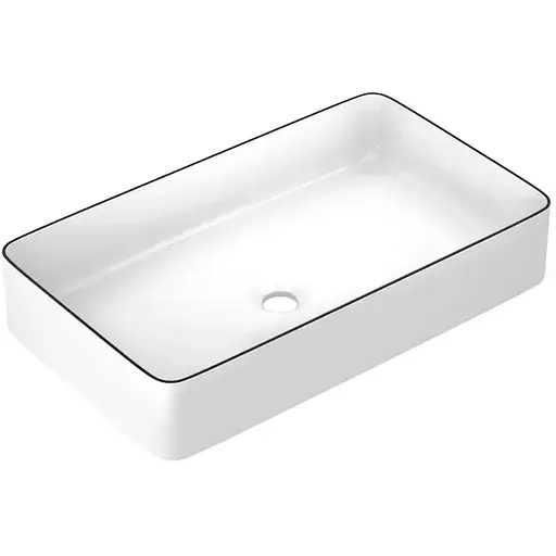 Умивальник накладний Imprese Black Edge 60,5x35,5x11,5 см білий/чорний i11099, Білий - фото 1