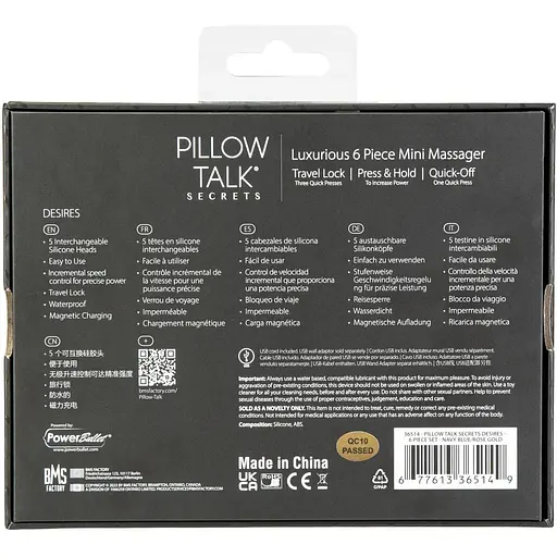 Вибромассажер Pillow Talk Secrets Desires 6-Piece Mini Massager Set - Navy - фото 12