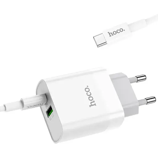 Комплект зарядный набор Hoco C80A Type-C to Type-C cable Rapido 2 порта 1 USB и 1 Type-C - фото 1