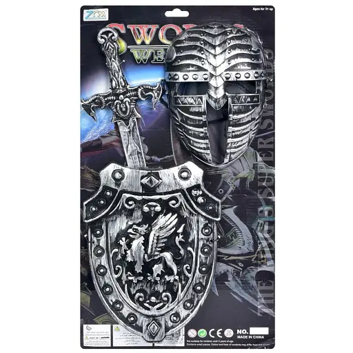 Набір амуніції Лицар, меч 49 см, щит, маска, 29x53x3 см