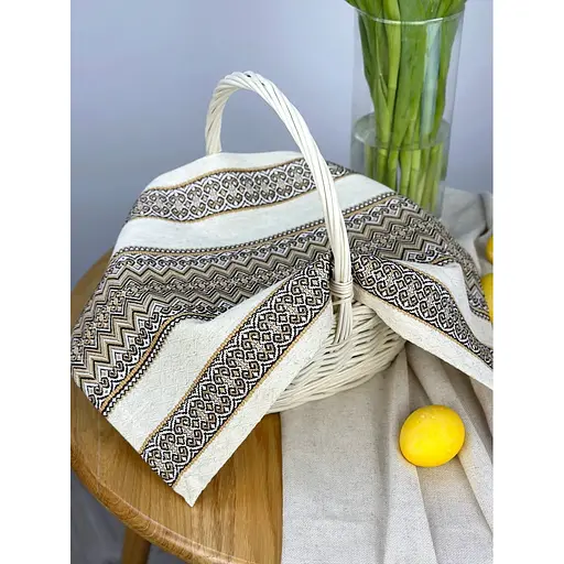 Пасхальное полотенце льняное для корзины Рандеву 45х30 см Коричневый